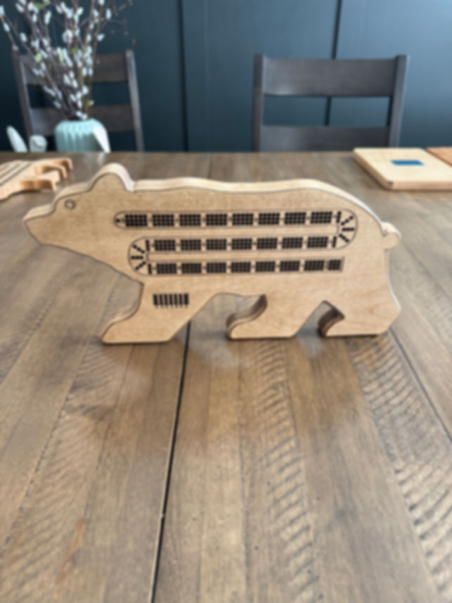 Personalized Bear Wooden Cribbage Board