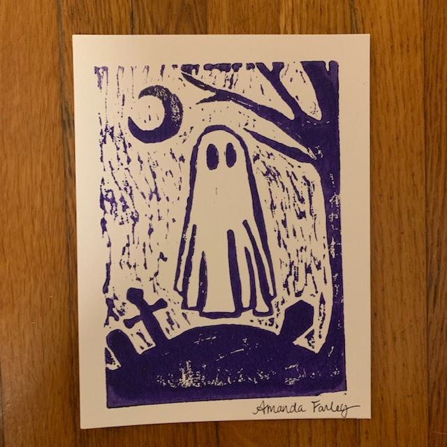 Thumbnail: Original Ghost Linocut Print