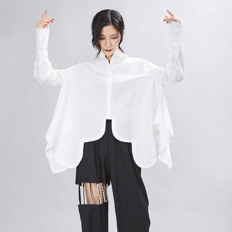 Thumbnail: Sonoya Lapel Long Sleeve Irregular Hem Shirt