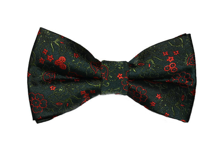 Green & Red Floral Bow Tie
