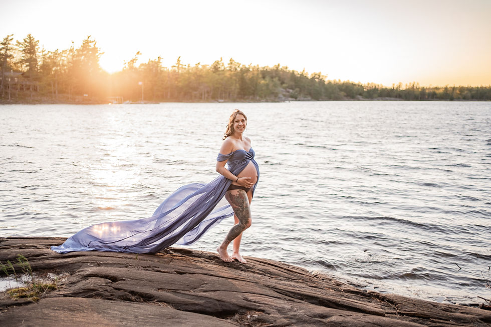 maternity session at sunset on georgian bay