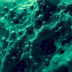 deep green and blue scientific visulation patterned natural hydrogen - zoomed in abstract