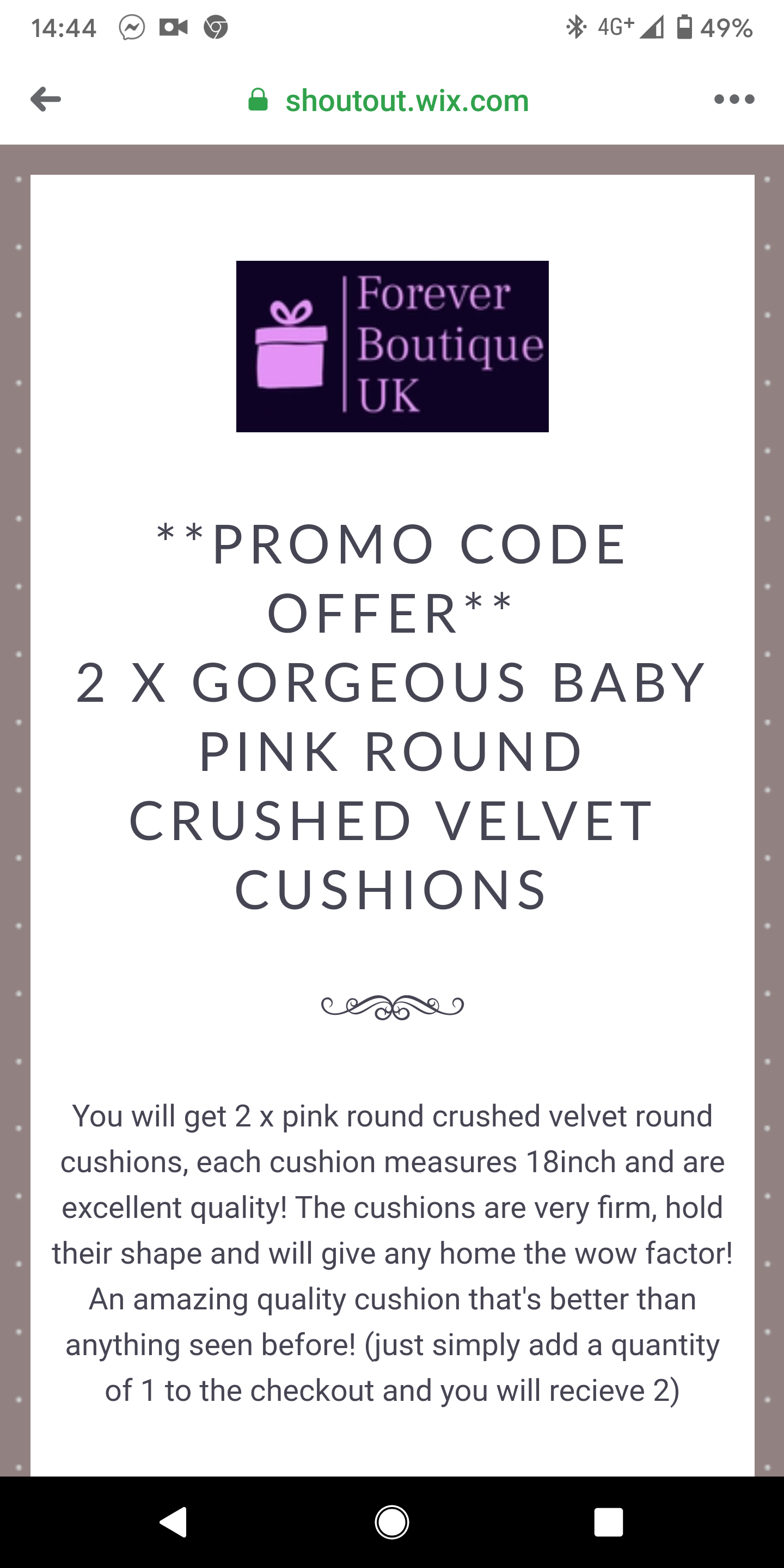 Special offer on our crushed velvet round cushions! £45 for 2! (With promo code FB20) on our website only! GO GO GO content media