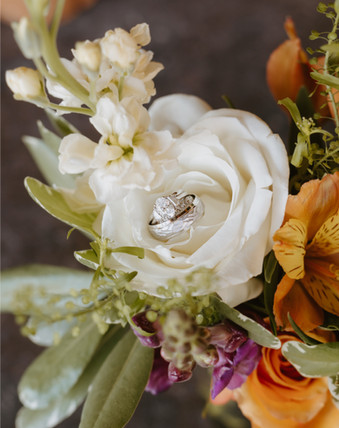 Ring in bridal bouquet at Hidden River Ranch wedding, Austin wedding photographer