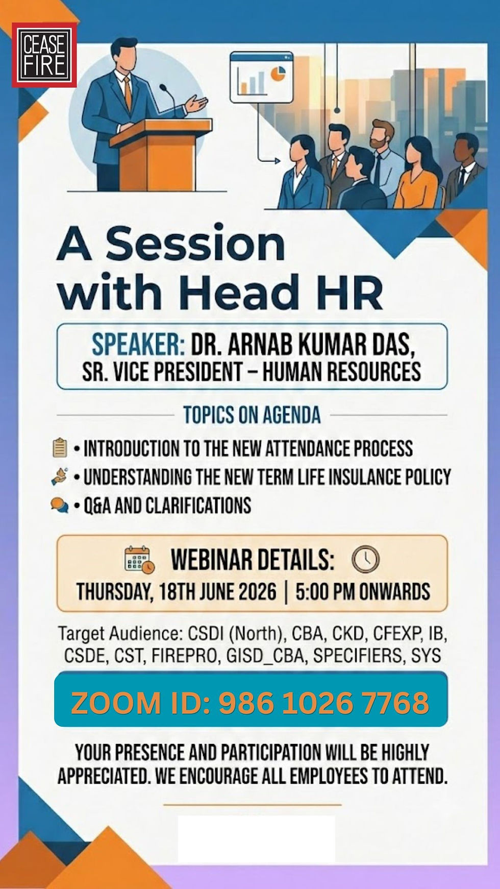 Session on New Attendance Process & Term Life Insurance- 18th June 2026 @5:00 PM Onwards