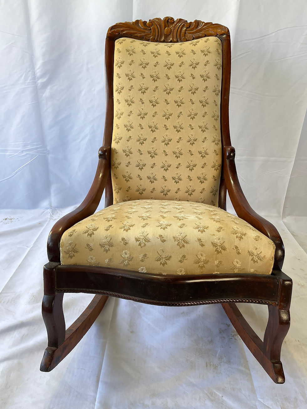 Thumbnail: Mid 19th Century American Victorian Mahogany and Upholstered Rocker