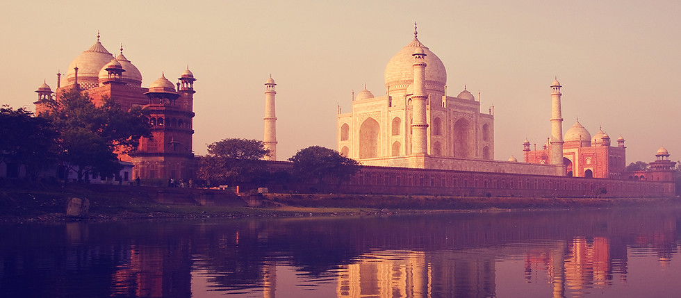 Taj Mahal complex from the Jamuna river - Beauty of India Tours