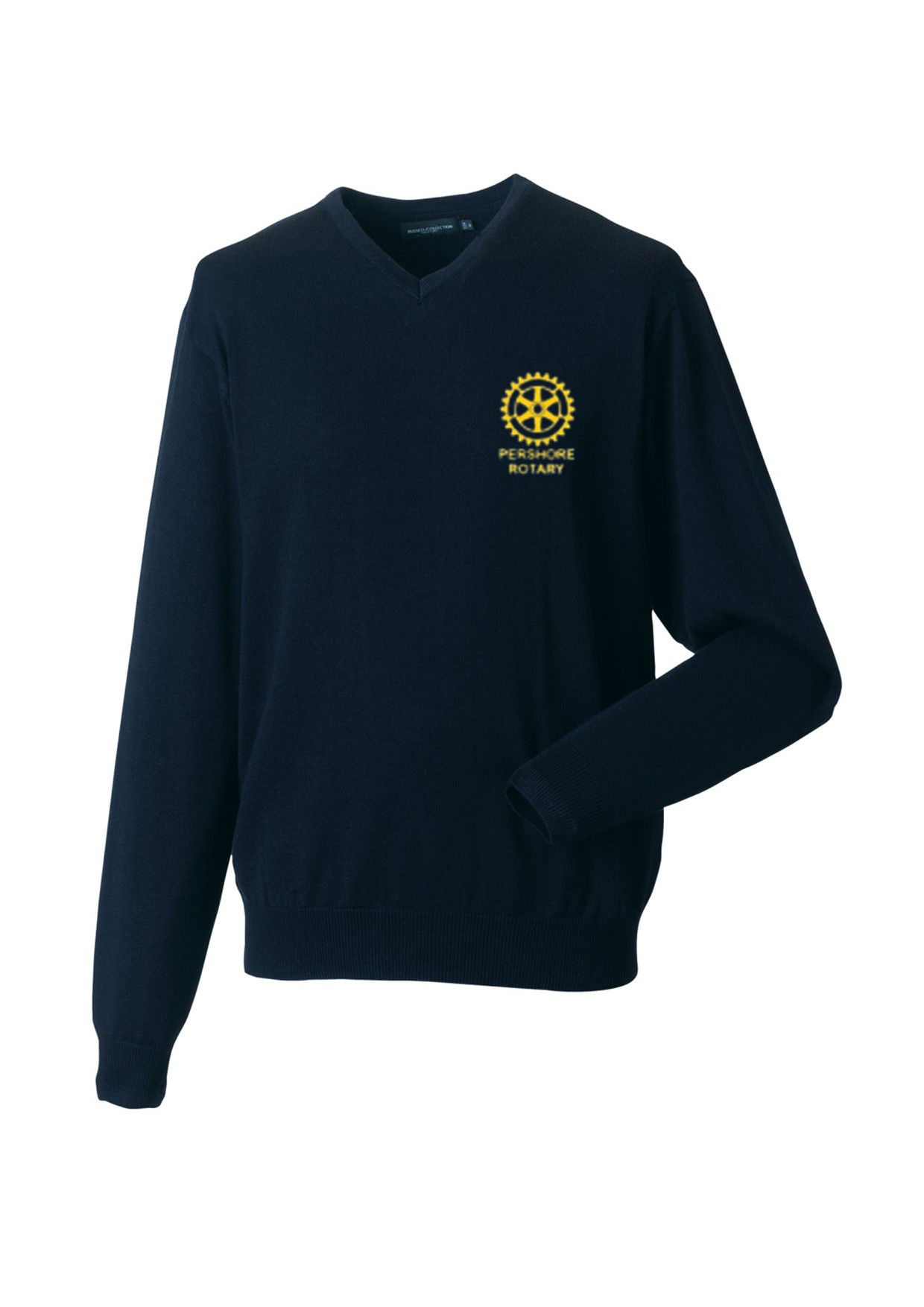 Mens V Neck Jumper with Logo, available in Navy, Grey, Black and Cranberry