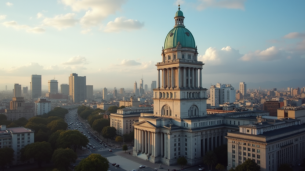 Vista panorámica del edificio principal de la Bolsa de Valores de Buenos Aires