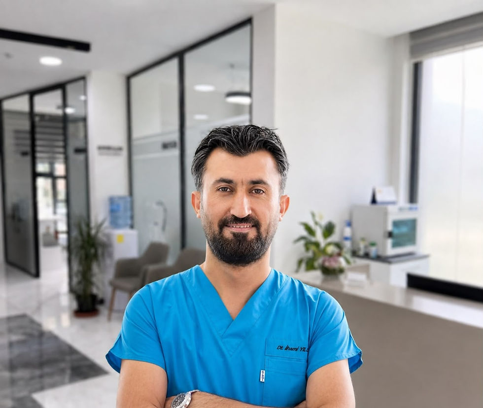 Pi Dent Ataşehir kliniğinde gülümseyen erkek diş hekimi