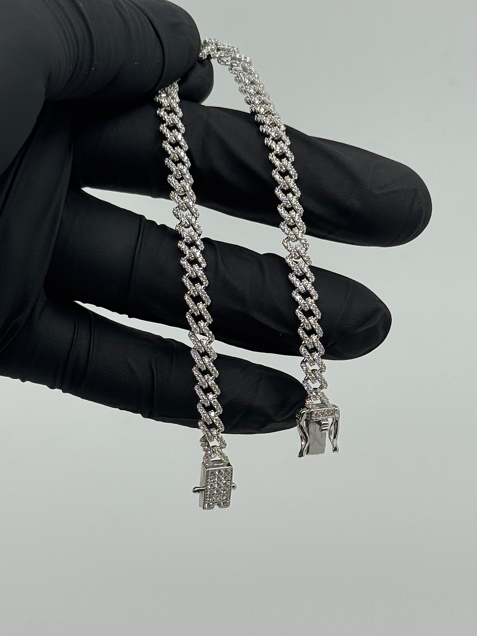 Pulseras de cadena cubana con brillantes, joyería Silversoul
