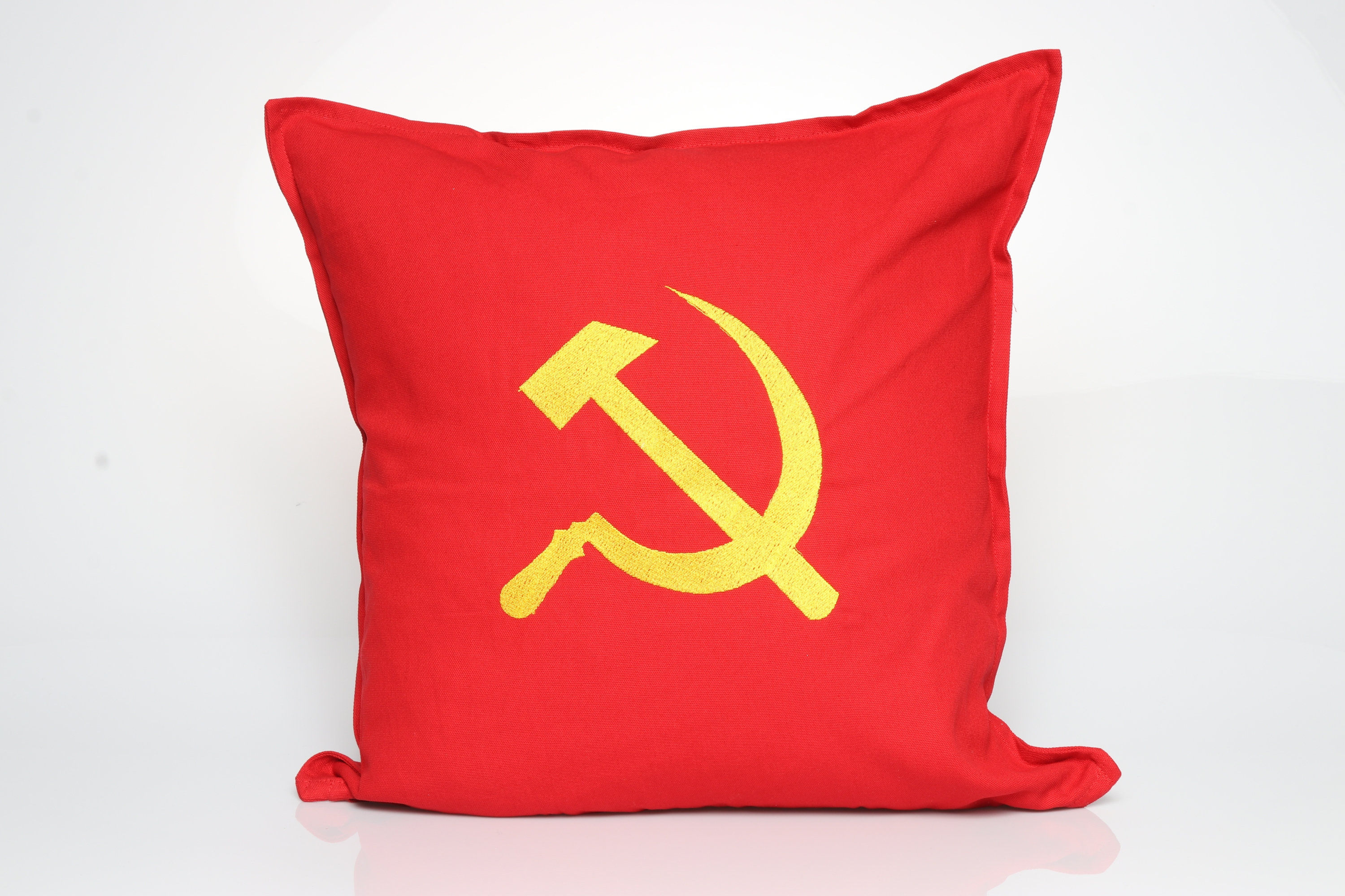 Pillow Case Hammer and sickle red and yellow embroidery