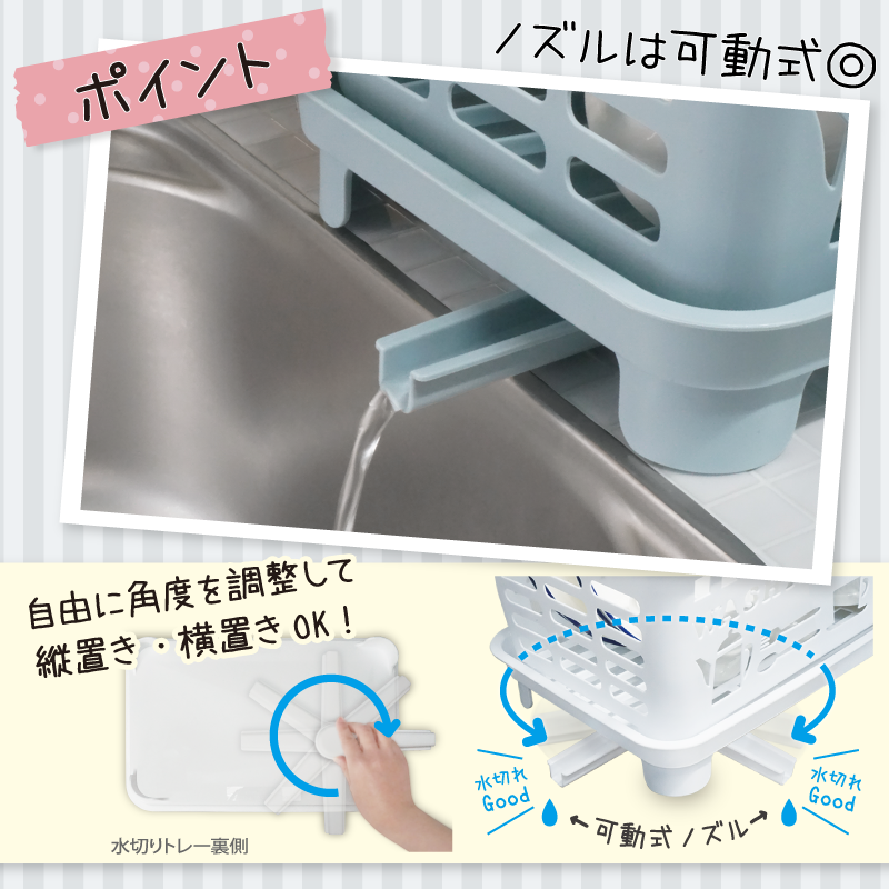 サムネイル： 水が流れる水切りカゴ