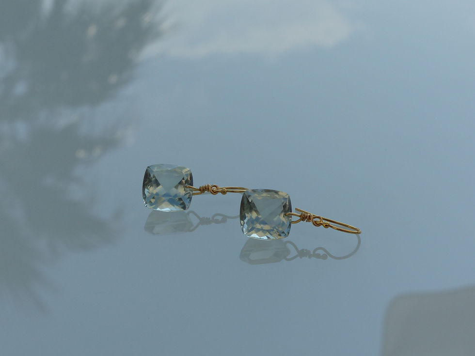 Thumbnail: Green Amethyst Cabochon Earrings