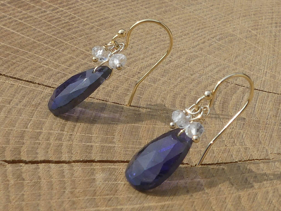 Thumbnail: Faceted Iolite Earrings topped with White Topaz