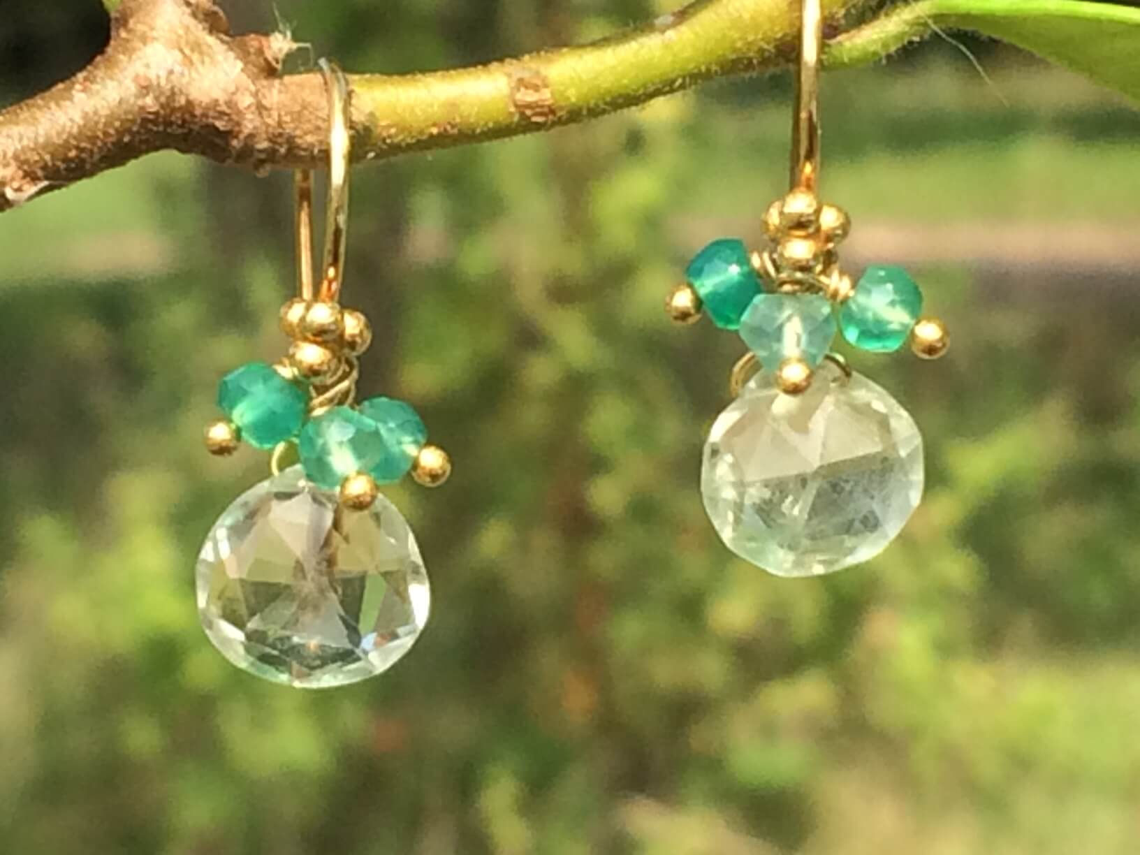 Beautiful Green Amethyst Earrings with Green Onyx