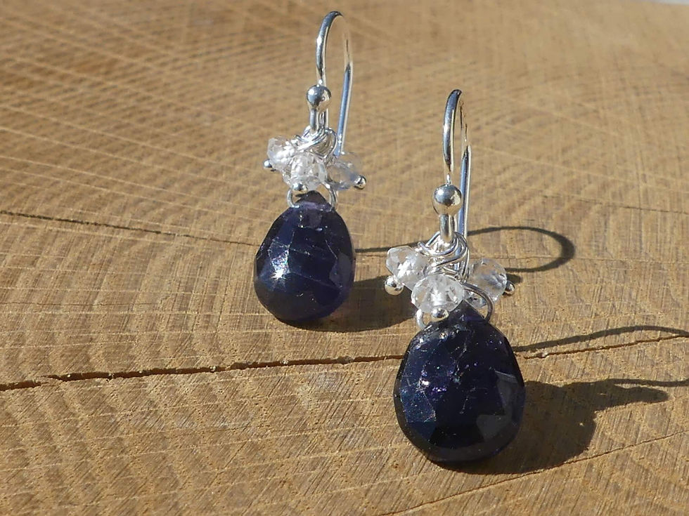 Thumbnail: Iolite Earrings topped with White Topaz