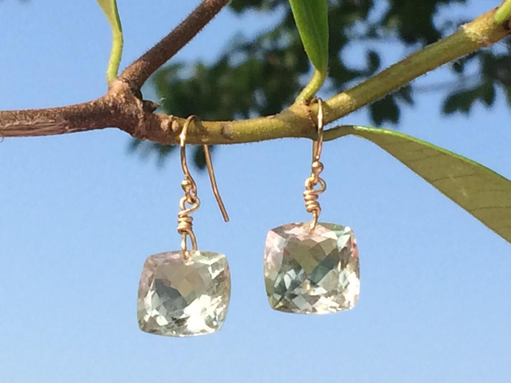Green Amethyst Cabochon Earrings