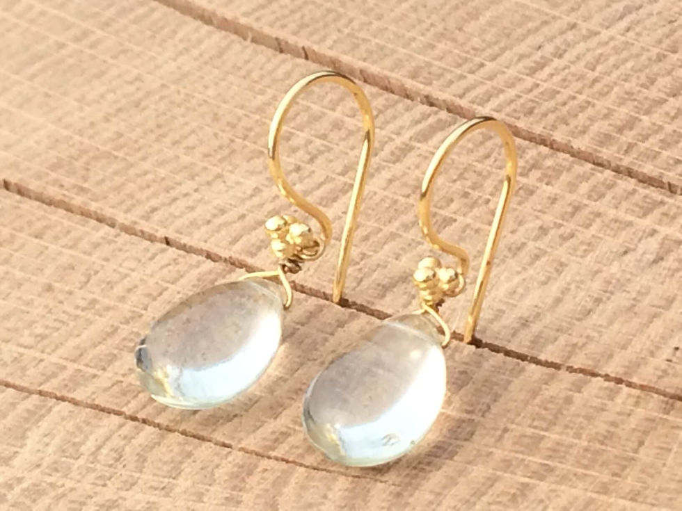 Thumbnail: Green Amethyst Smooth Drop Earrings
