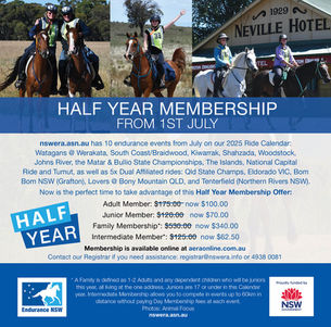Half year membership from 1 July