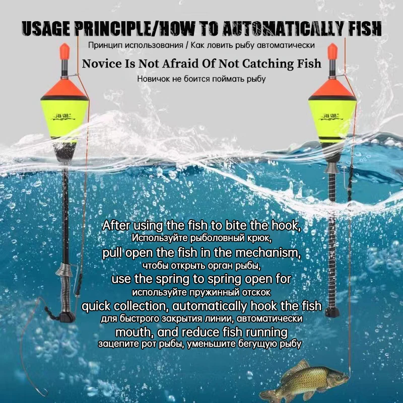 Thumbnail: automatic spring-loaded fishing float in water