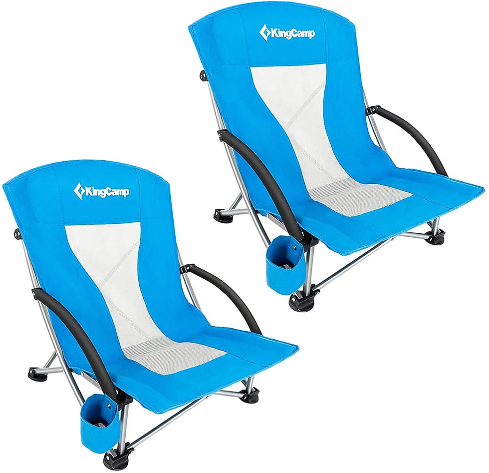 Folding Beach Chairs with Cup Holders & Storage – Pack of 2