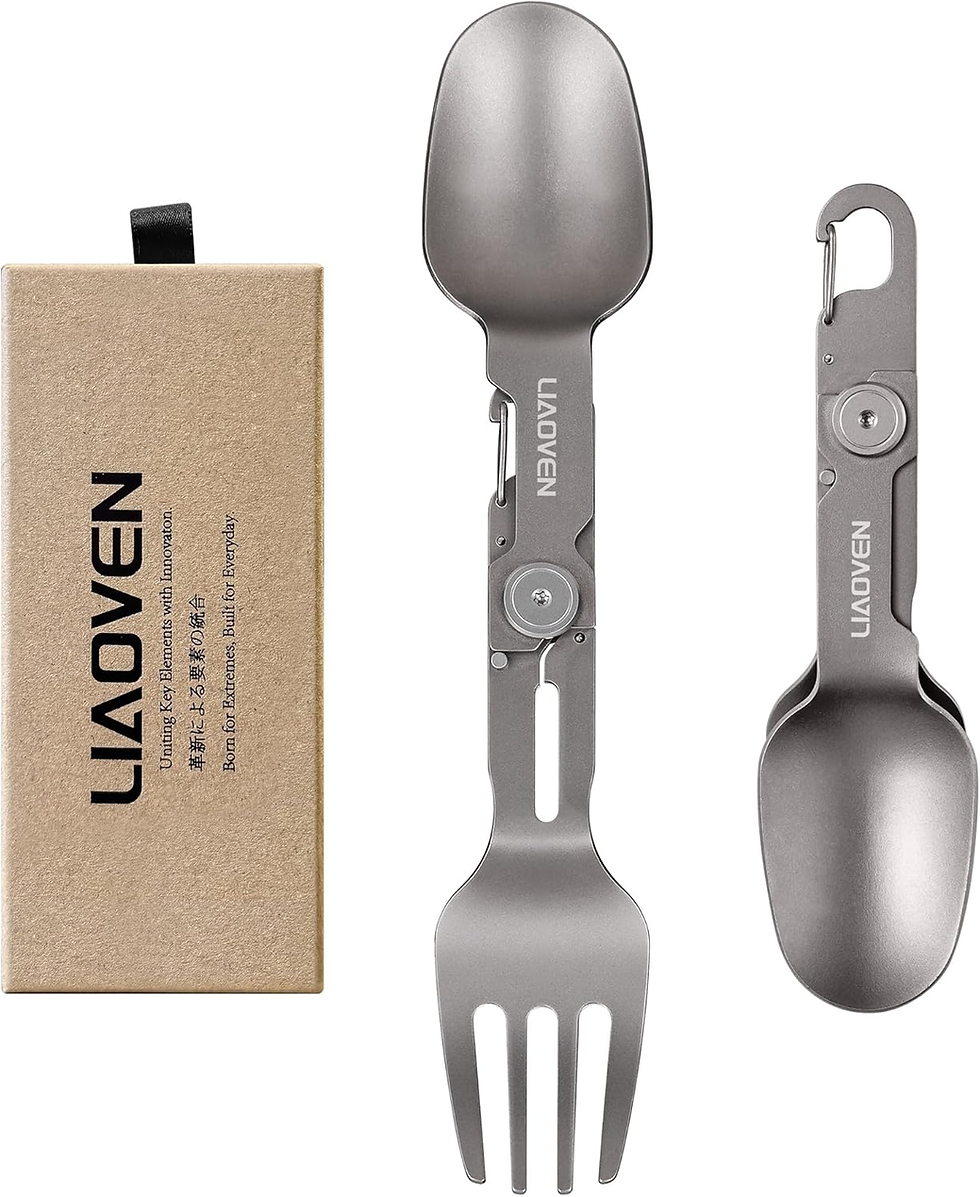 Titanium 3-in-1 folding camping fork and spoon