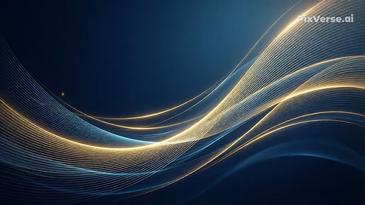 Abstract glowing gold and blue wavy lines