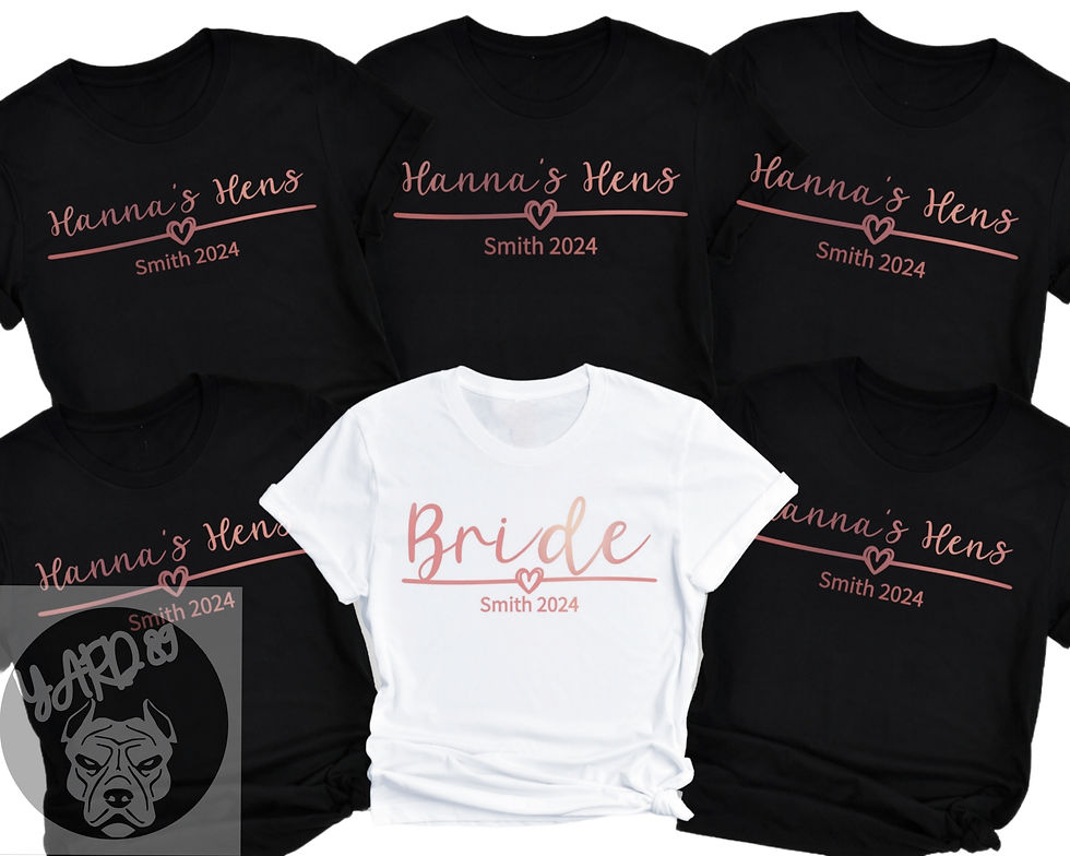 Personalised Rose Gold Brides Hen Party Tees