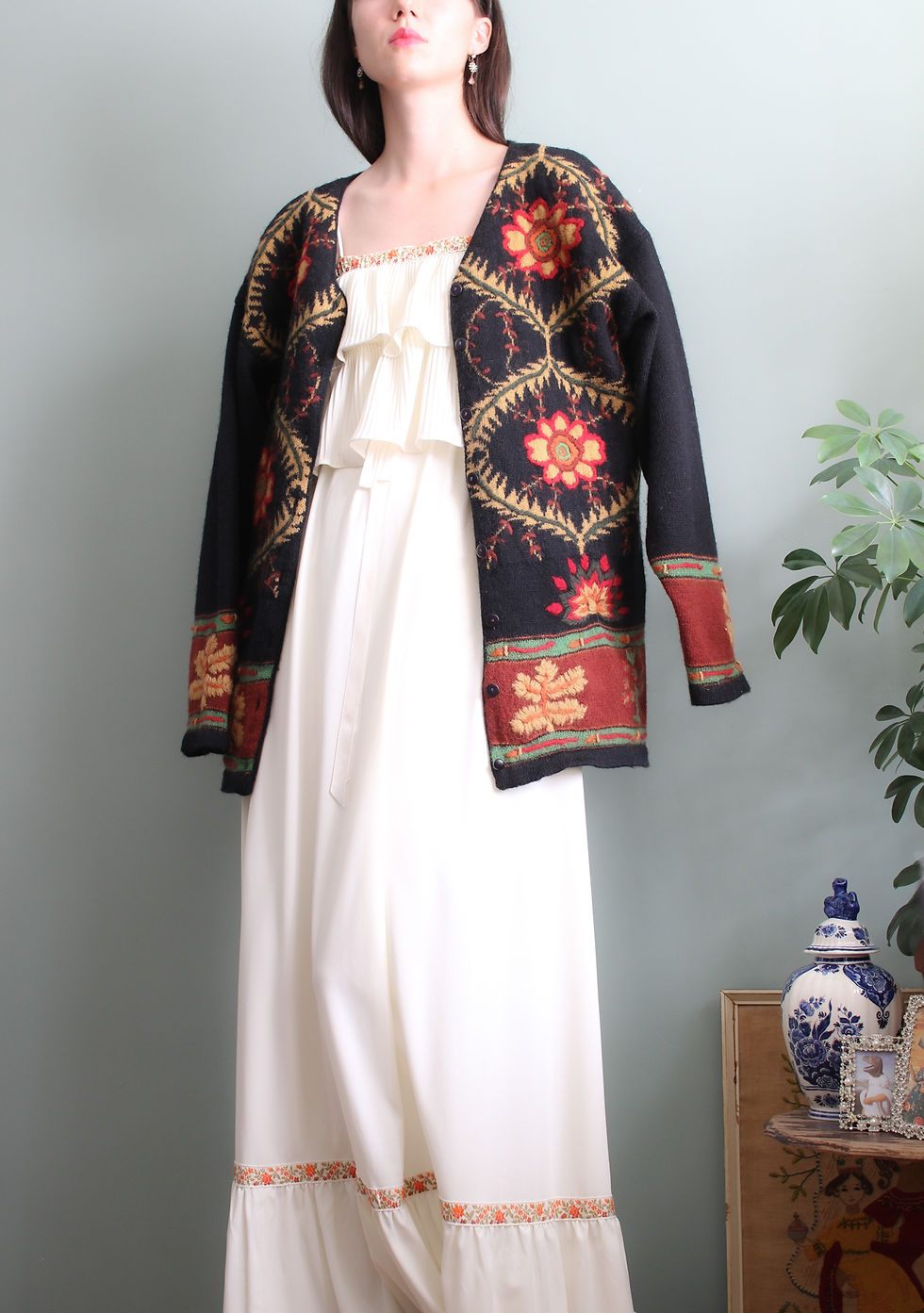 Thumbnail: White romantic bohemian maxi dress