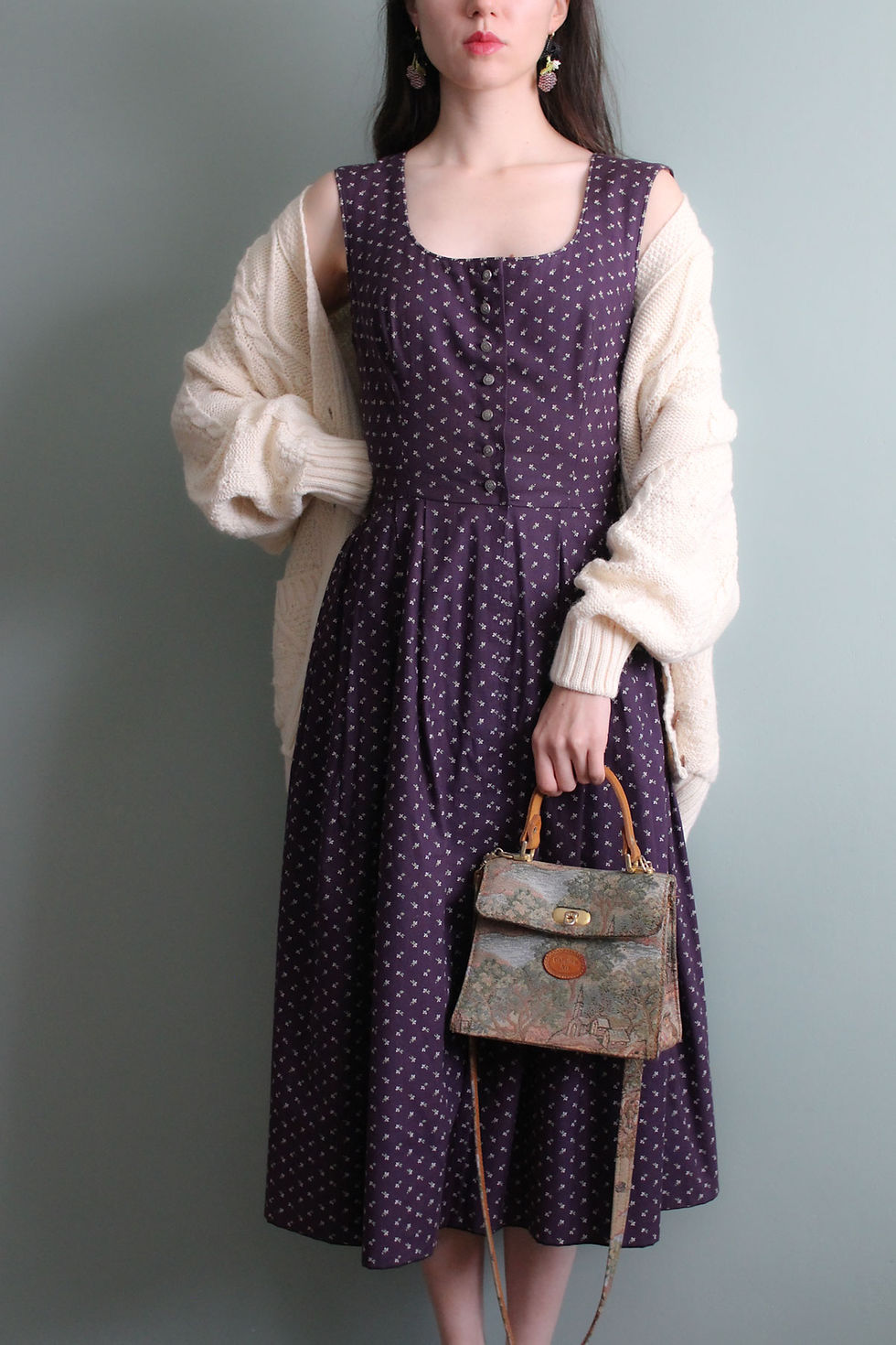Thumbnail: Vintage handmade plum Austrian dress