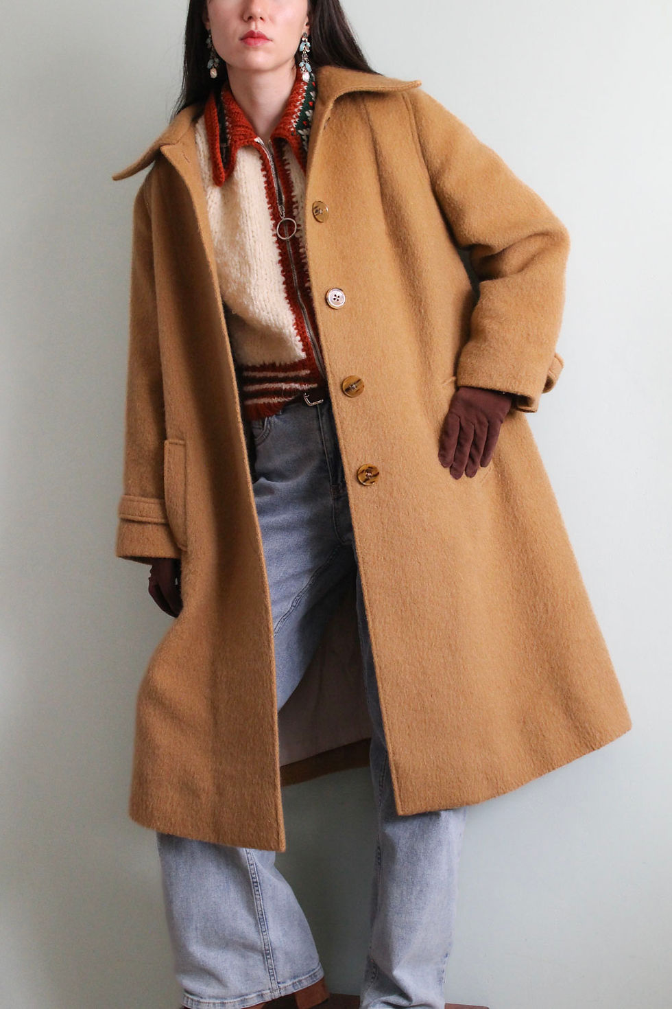 Thumbnail: Long wool coat in caramel