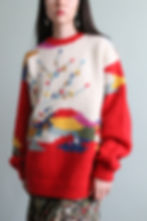 Thumbnail: Vintage Cottage House Icelandic wool sweater in fire red