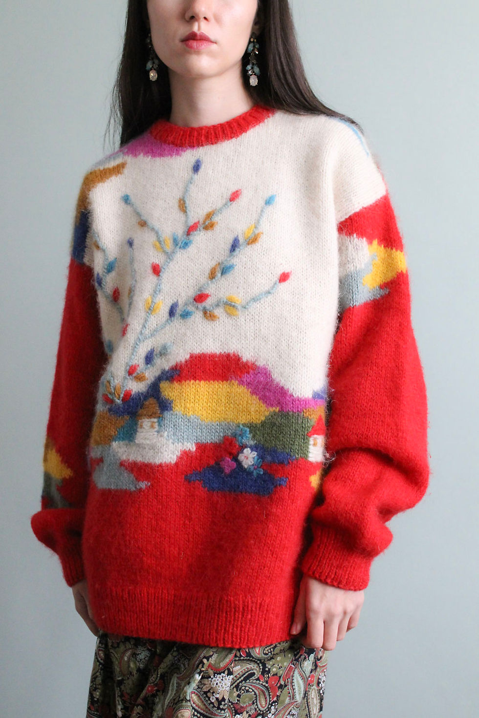 Thumbnail: Vintage Cottage House Icelandic wool sweater in fire red