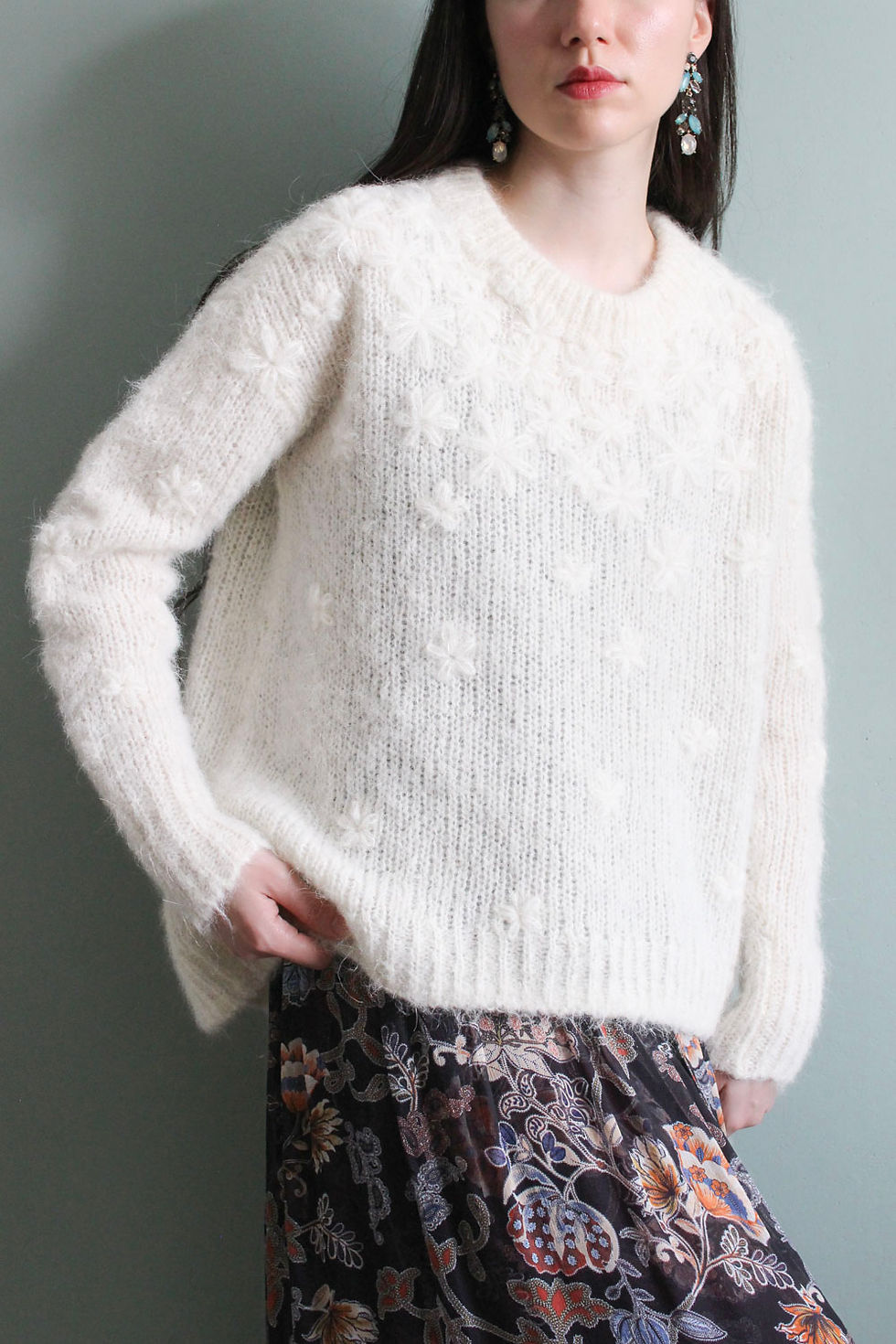 Thumbnail: Hand embroidered mohair sweater