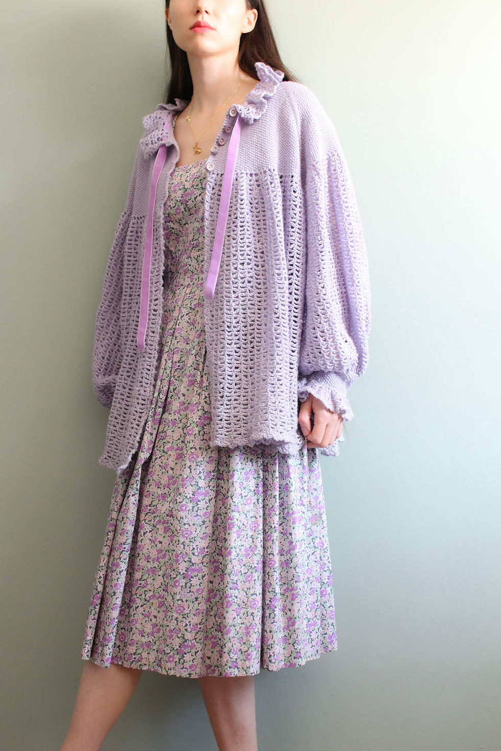 Thumbnail: Charlotte Isabeau vintage Cacharel Liberty apron dress in lilac floral print