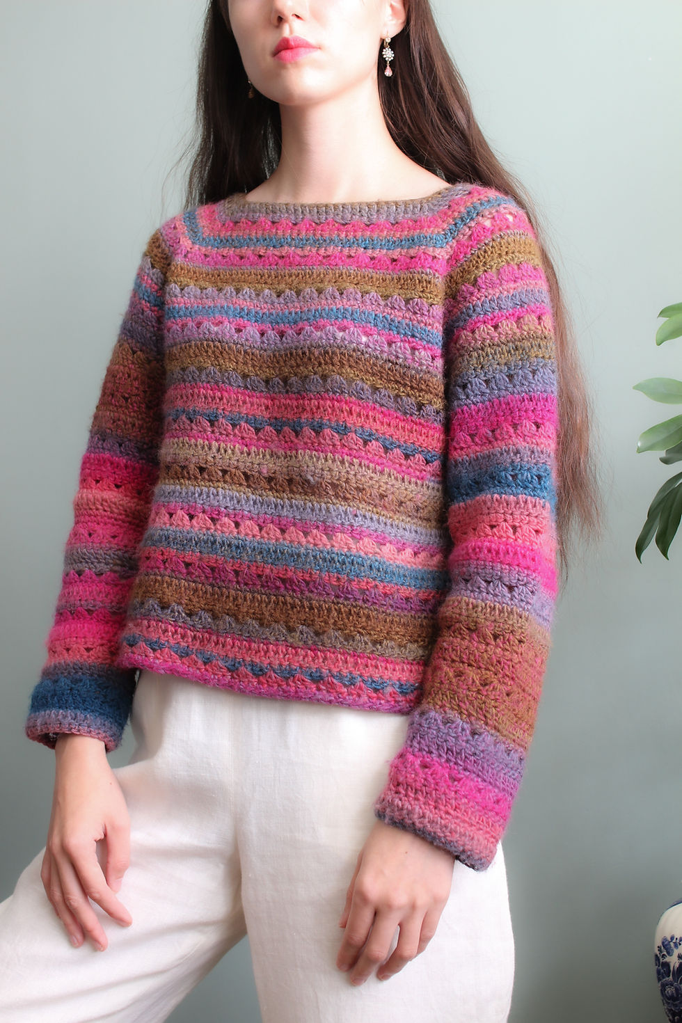 Thumbnail: Vintage wool rainbow crochet knit