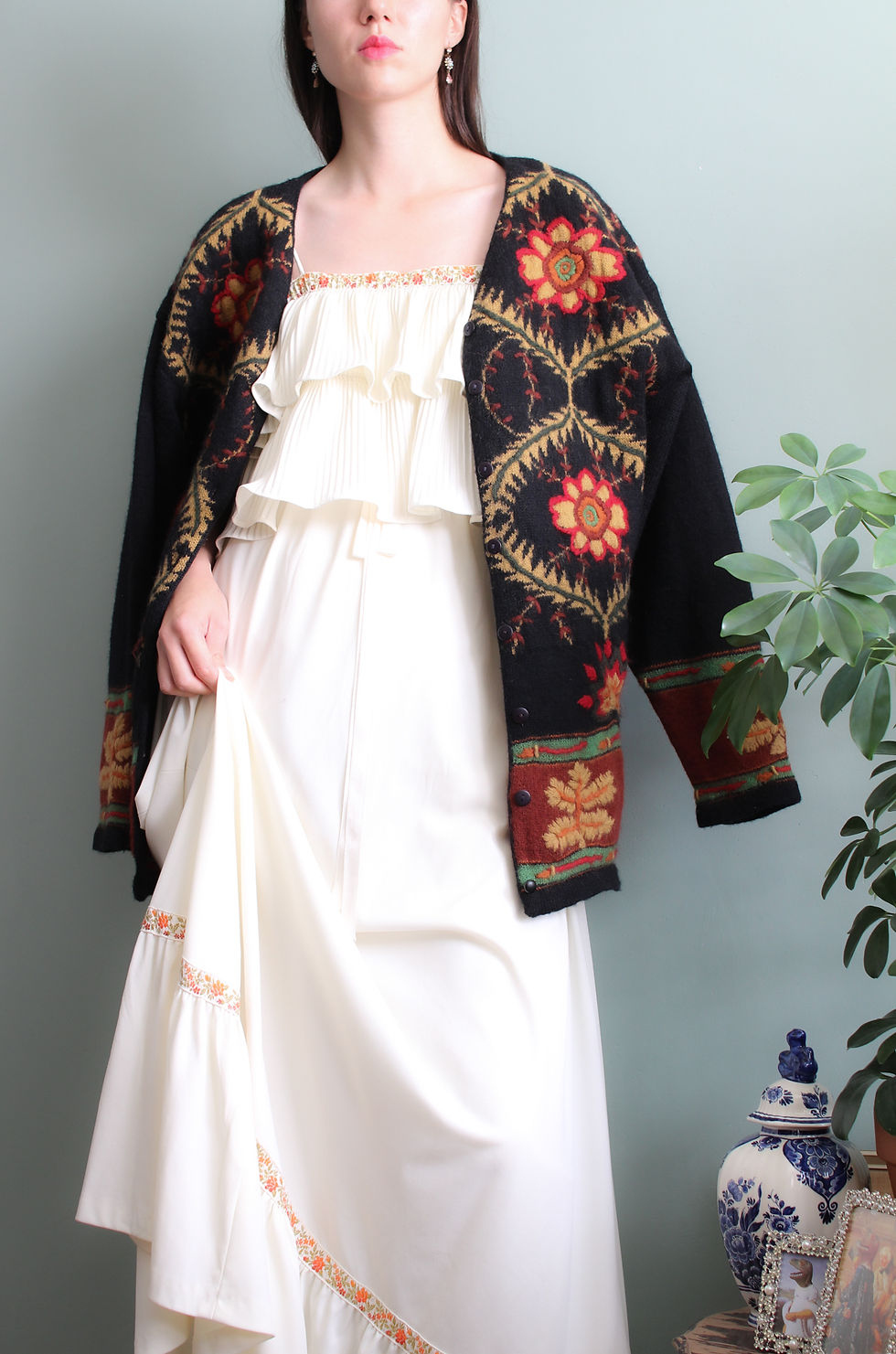 Thumbnail: White romantic bohemian maxi dress