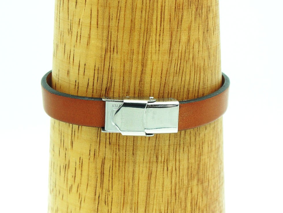 Thumbnail: Anjul - Men's Tan Genuine Leather Swarovski® Crystal