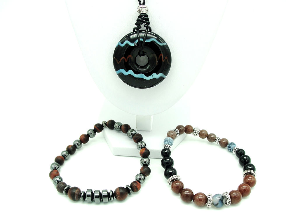 Thumbnail: Jari - Men's or Women's Black Lampworked Glass Pendant Necklace