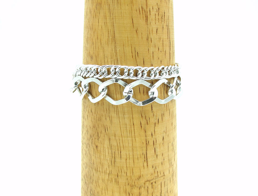 Thumbnail: Emery - Women's Chunky Silver Double Bracelet