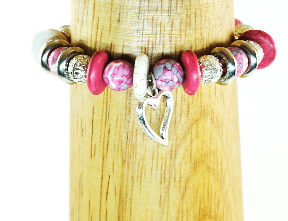 Thumbnail: Cali - Women's Pink Gemstones with Heart Charm