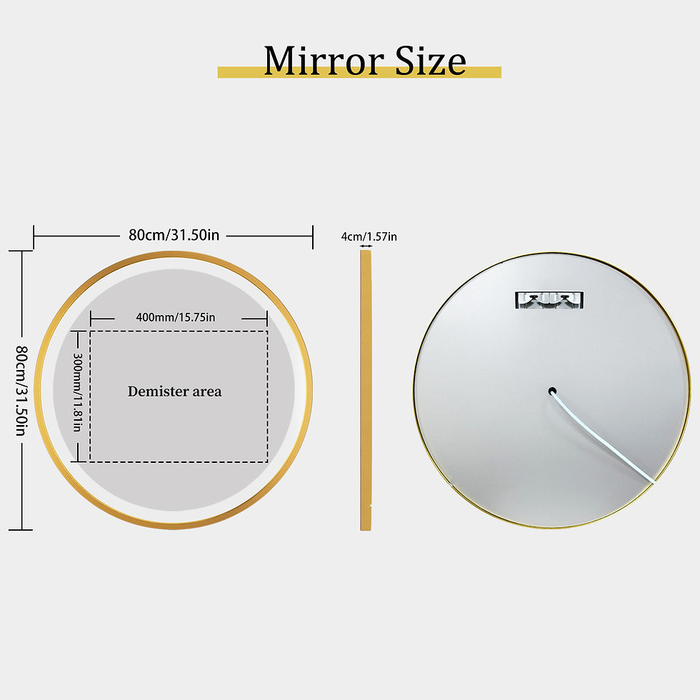 Thumbnail: LUVODI 24 Inch Gold Frame Round Bathroom Mirror with Lights Illuminate Wall Vani