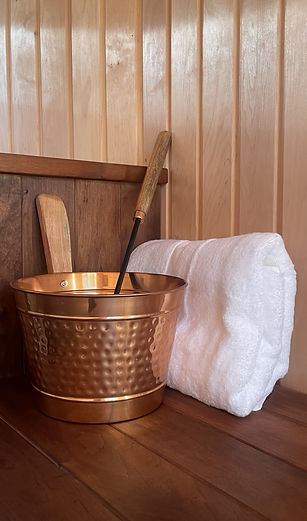 Sauna towel and water bucket