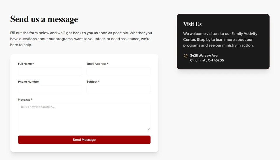 Lord's Gym redesigned contact and inquiry page