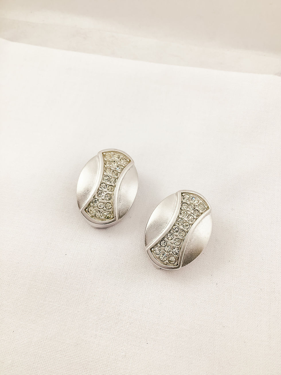 D'Orlan Matte Silvertone Clip Earrings