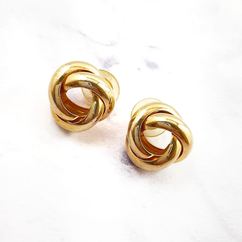 1980's Gold Plated Love Knot Stud Earrings