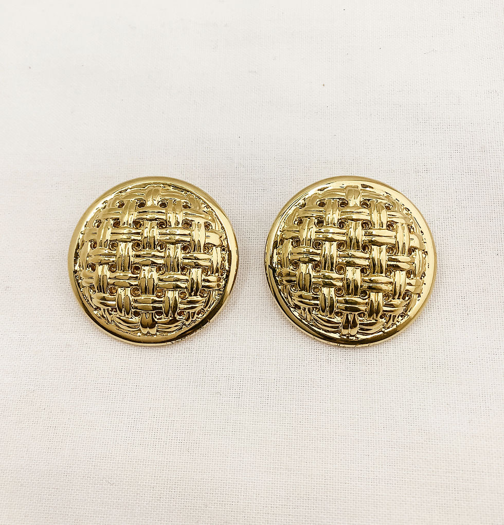 Bijoux D'Orlan Basket Button Clip Earrings