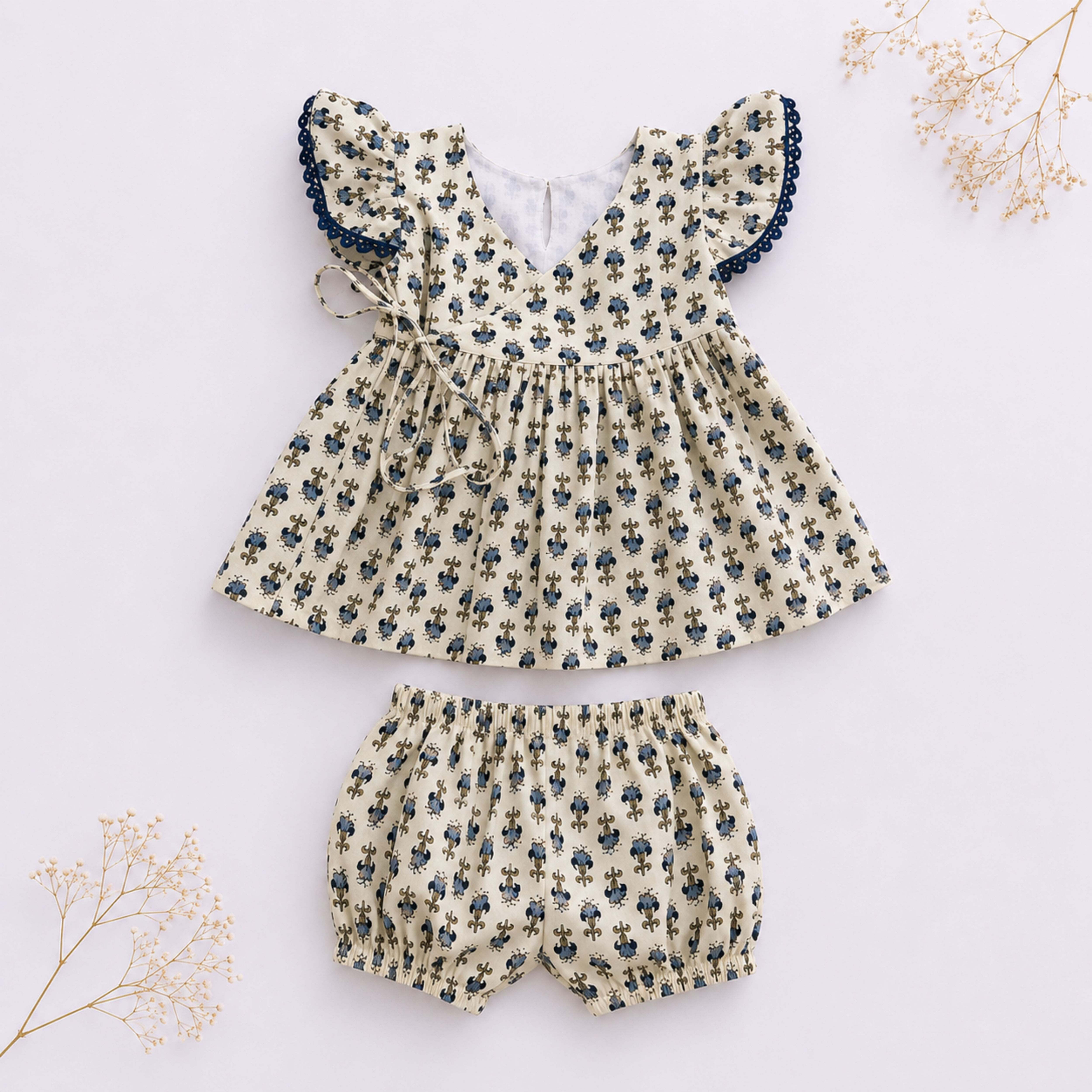 New-born Indigo Jhabla Set