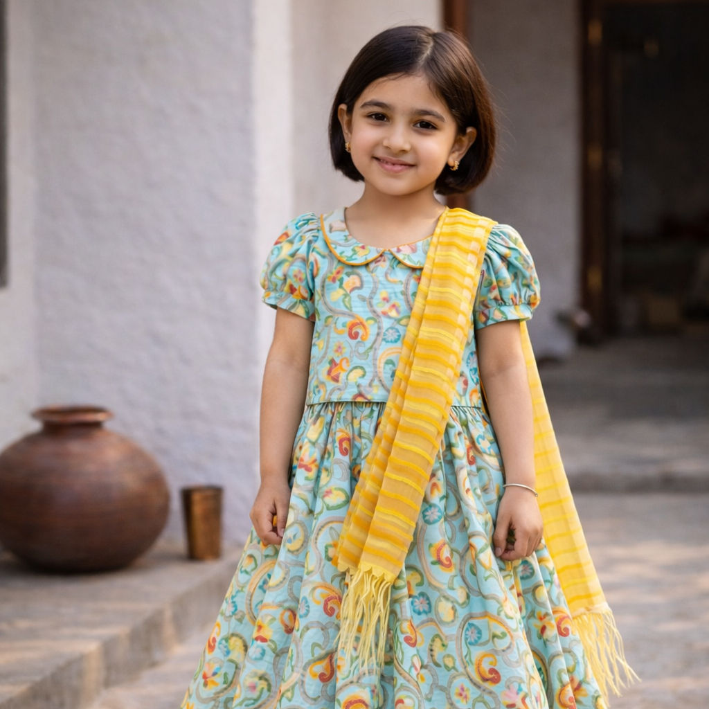 Gillimitti Sunshine Sea Green Lehenga Choli